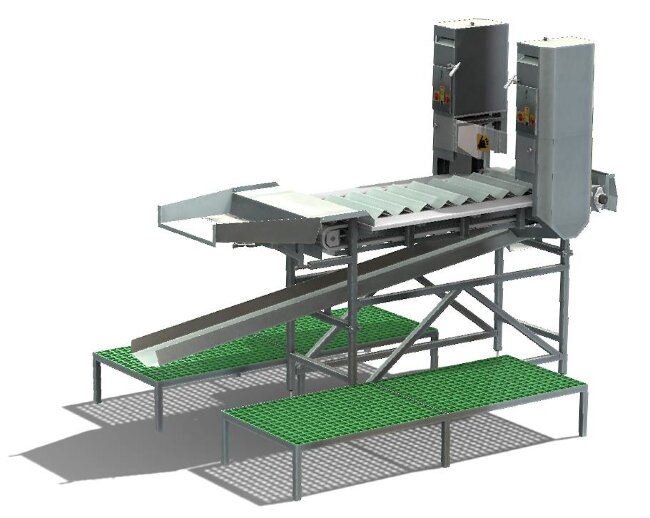Камбальный головоруб двухножевой электрический с автоматической подачей рыбы АП2НЭК